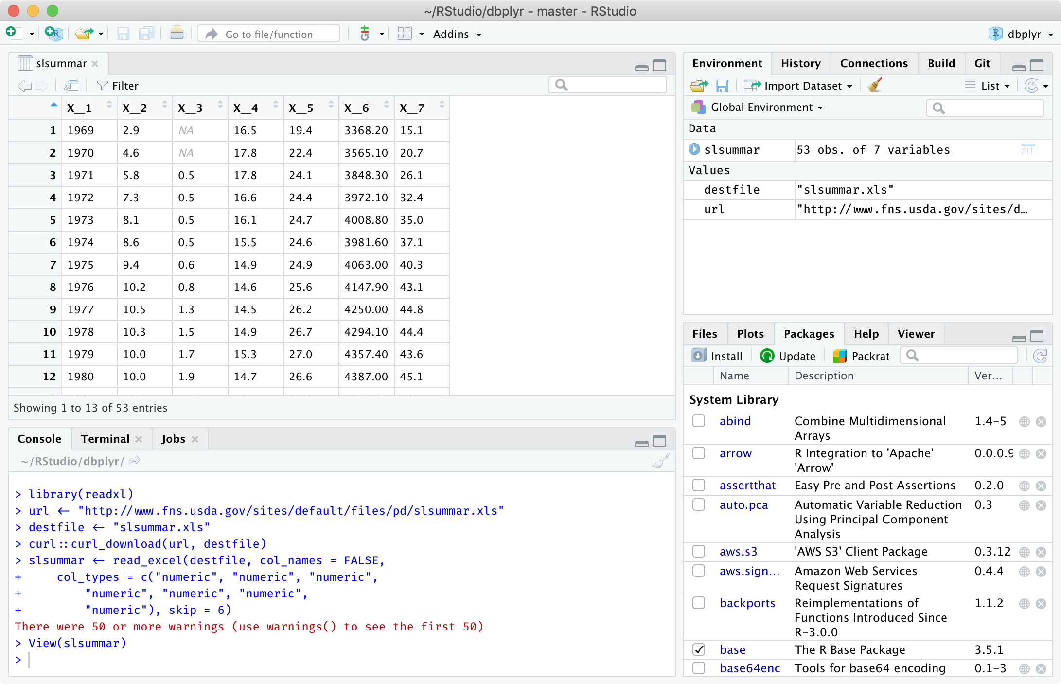 importing csv file into r studio