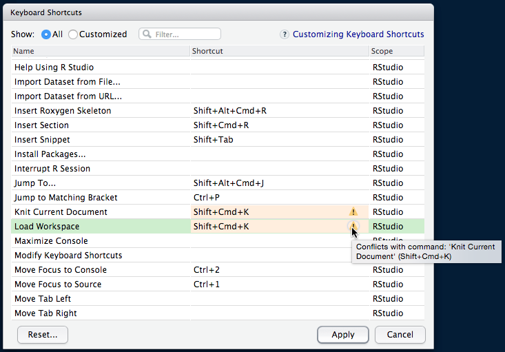 Customizing Keyboard Shortcuts in the RStudio IDE – Posit Support